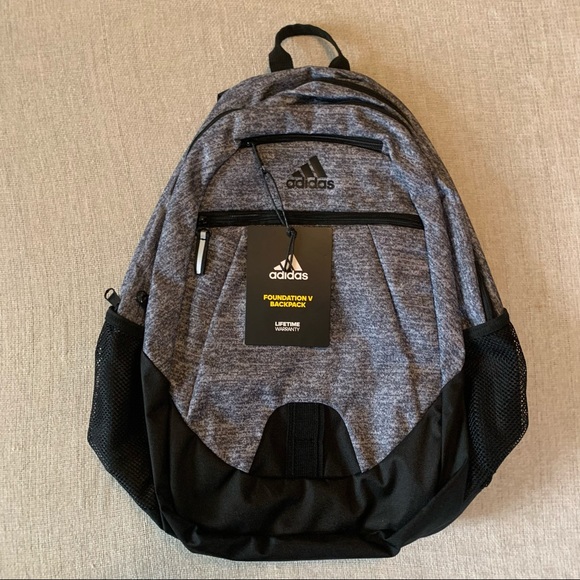 adidas grey black Foundation V laptop backpack